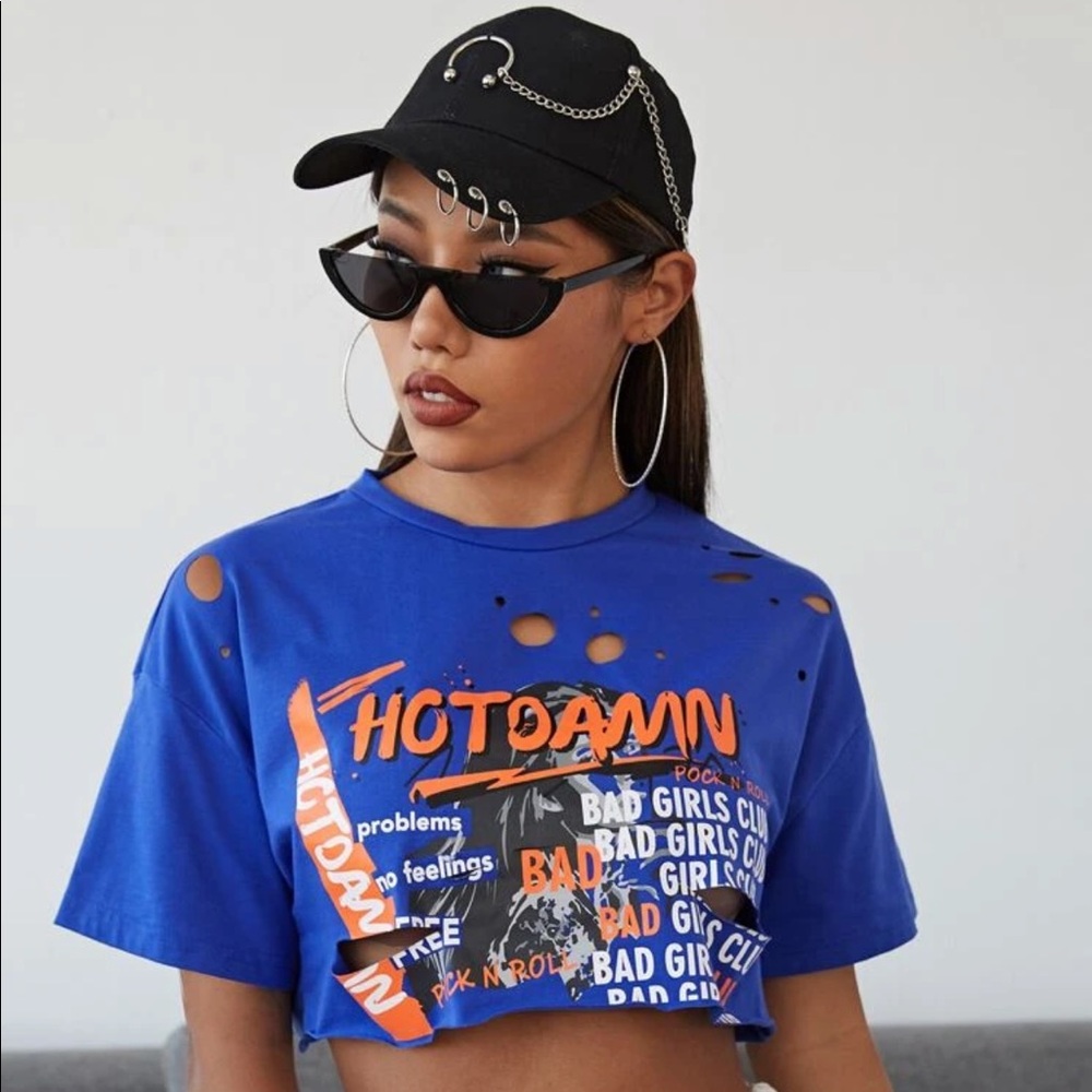 Brand new shein ripped detail crop top.